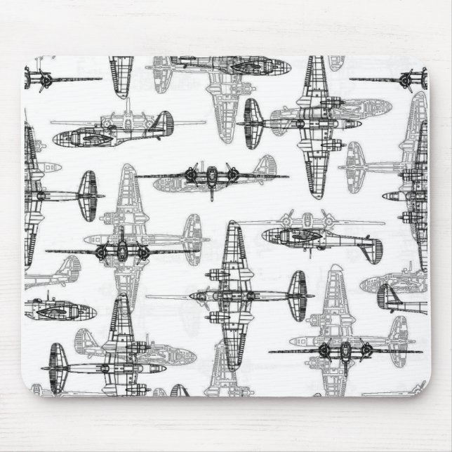 Airplane Blueprint 1 Mouse Pad (Front)