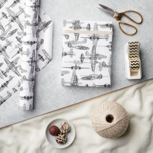 Airplane Blueprint 1 Wrapping Paper