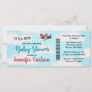 Airplane Boarding Pass Baby Shower Invitation