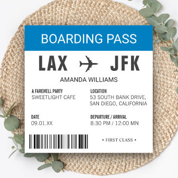 Airplane Boarding Pass Farewell Party Invitation
