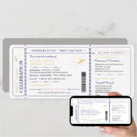 New York Boarding Pass Ticket Wedding Invitation