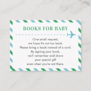 Airplane Books for Baby Request Blue Green Boy Enclosure Card
