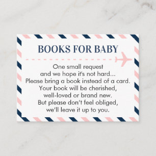 Airplane Books for Baby Request Pink Navy Boy Girl Enclosure Card