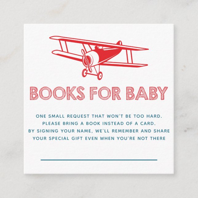 Airplane Books for the Baby Enclosure Card (Front)