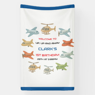 Airplane Boy 1st Birthday Fun Sky Theme Party Banner