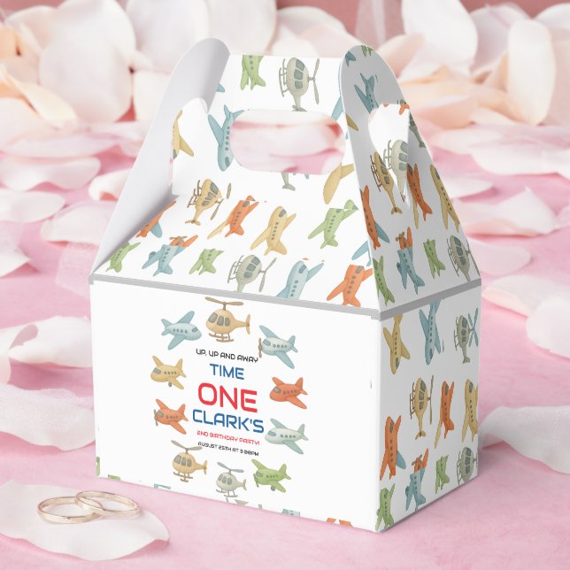Airplane Boy 1st Birthday | Fun Sky Theme Party Favor Boxes (Wedding)