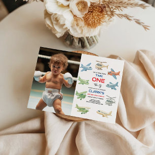 Airplane Boy 1st Birthday Fun Sky Theme Party Invitation