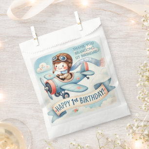 Airplane Boy 1st Birthday Party Favor Bag