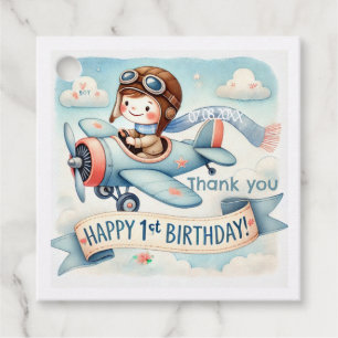 Airplane Boy 1st Birthday Party Favor Tags
