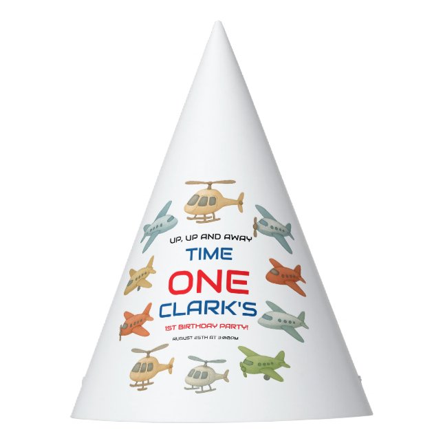 Airplane Boy 1st Birthday Party | Sky Theme  Party Hat (Front)