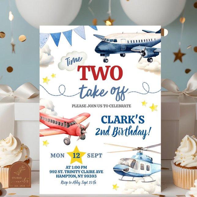 Airplane Boy 2nd Birthday Invitation (Creator Uploaded)