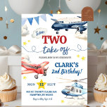 Airplane Boy 2nd Birthday Invitation<br><div class="desc">Airplanes 2nd Birthday Boy Invitation,  Time Two Take Off Second Birthday Party,  Pilot Kid’s Birthday Party,  Aviation Birthday Party</div>