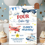 Airplane Boy 4th Birthday  Invitation<br><div class="desc">Airplanes 4th Birthday Boy Invitation,  Ready Four Take Off Plane 4th Birthday Party,  Pilot Helicopter Birthday,  Aviation Birthday Party Invitation</div>
