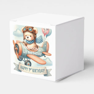 Airplane Boy Bear 1st Birthday Party  Favor Boxes