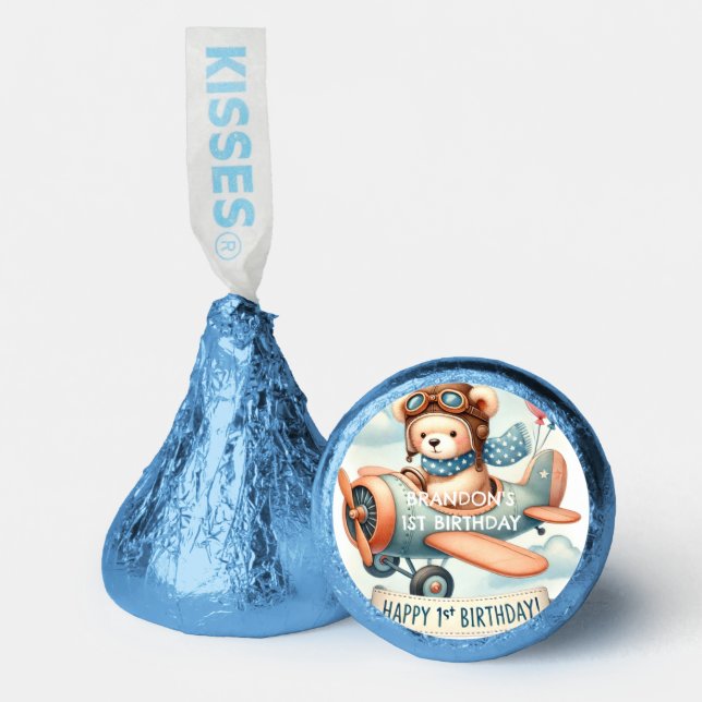 Airplane Boy Bear 1st Birthday Party  Hershey®'s Kisses® (Front)