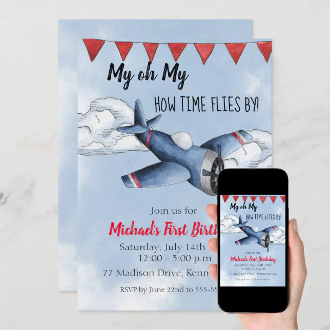 Airplane Boy Birthday Party Invitation Zazzle