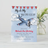 Airplane Boy Birthday Party Invitation (Standing Front)