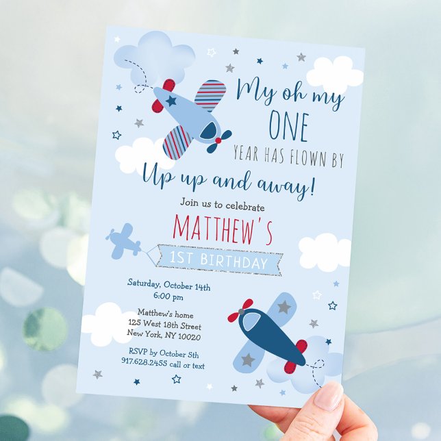 Airplane Boy First Birthday Invitation (Creator Uploaded)