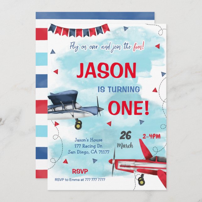 Airplane Boy Invitation (Front/Back)