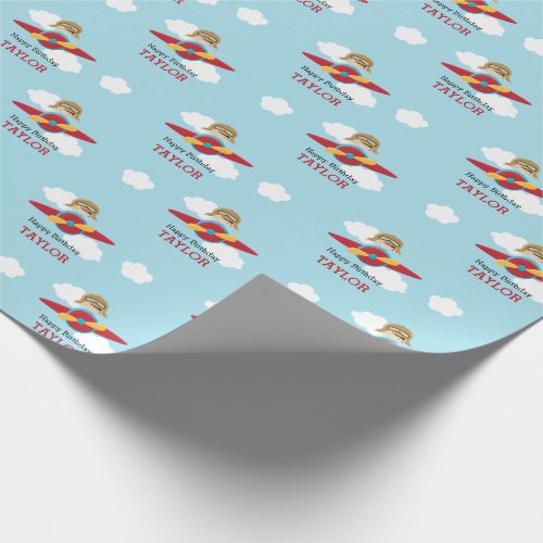 Airplane Boy Pilot Birthday Personalized Wrapping Paper