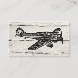 Airplane Business Cards - Vintage Wood