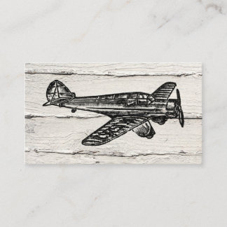 Airplane Business Cards - Vintage Wood