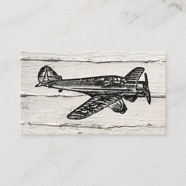 Airplane Business Cards - Vintage Wood (Front)
