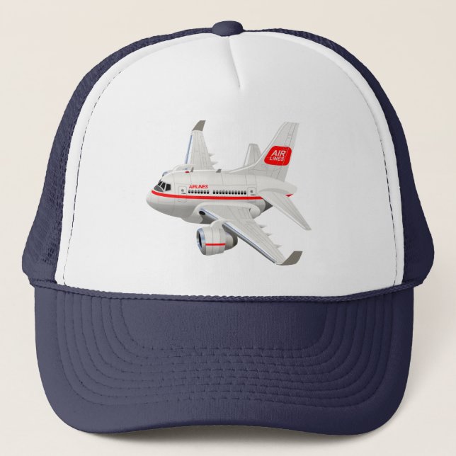 Airplane Cartoon Trucker Hat (Front)