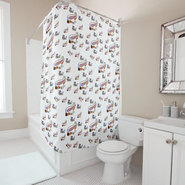 Airplane childrens shower curtain (In Situ)