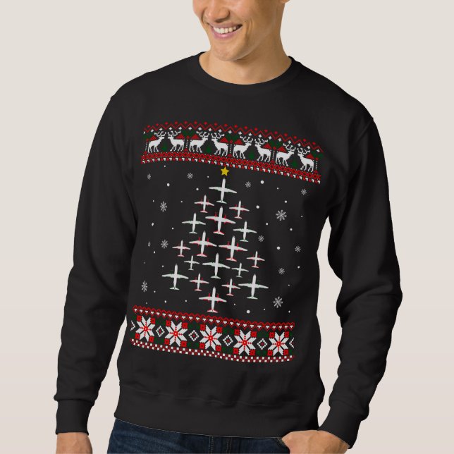 Airplane Christmas Funny Ugly Xmas Sweater (Front)