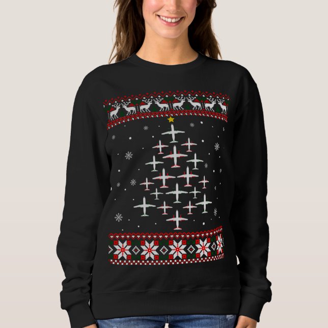 Airplane Christmas Funny Ugly Xmas Sweater (Front)