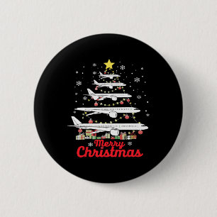 Airplane Christmas Tree Merry Christmas Most Likel Button
