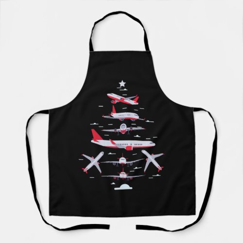 Airplane Christmas Tree Pilot Merry Christmas Xmas Apron