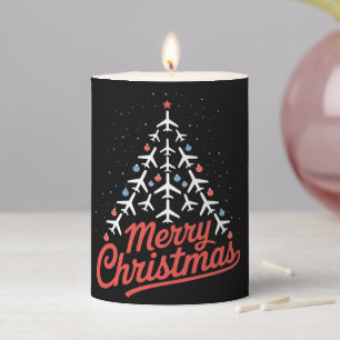 Airplane Christmas Tree Pilot Pillar Candle