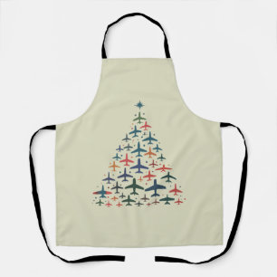 Airplane Christmas Tree Retro Pilot Flying Flight  Apron