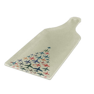 Airplane Christmas Tree Retro Pilot Flying Flight  Cutting Board