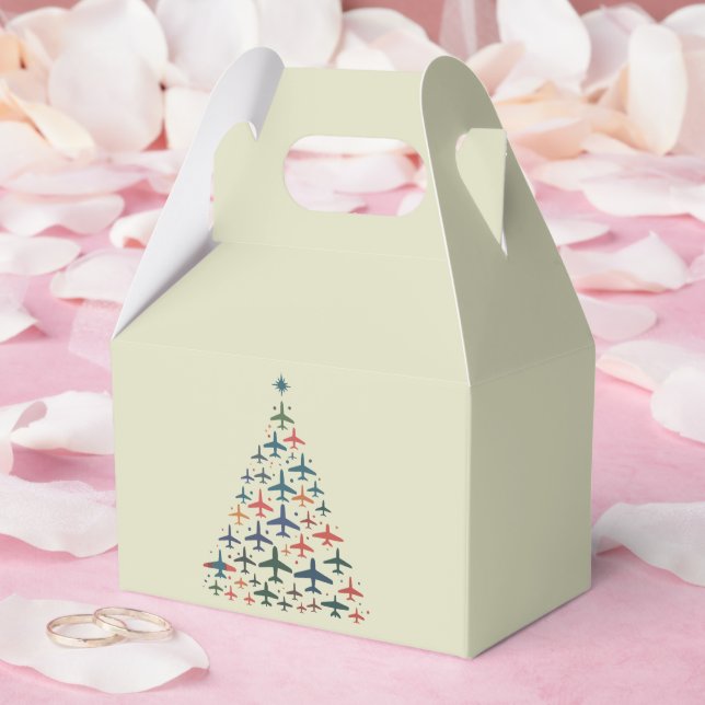 Airplane Christmas Tree Retro Pilot Flying Flight  Favor Boxes (Wedding)
