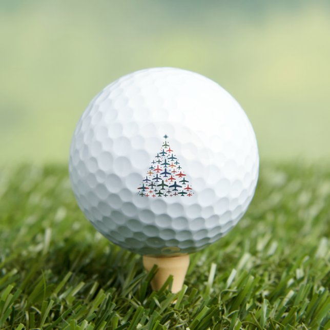 Airplane Christmas Tree Retro Pilot Flying Flight  Golf Balls (Insitu Tee)
