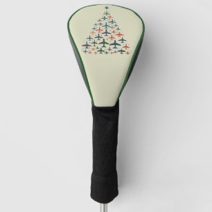 Airplane Christmas Tree Retro Pilot Flying Flight Golf Head Cover
