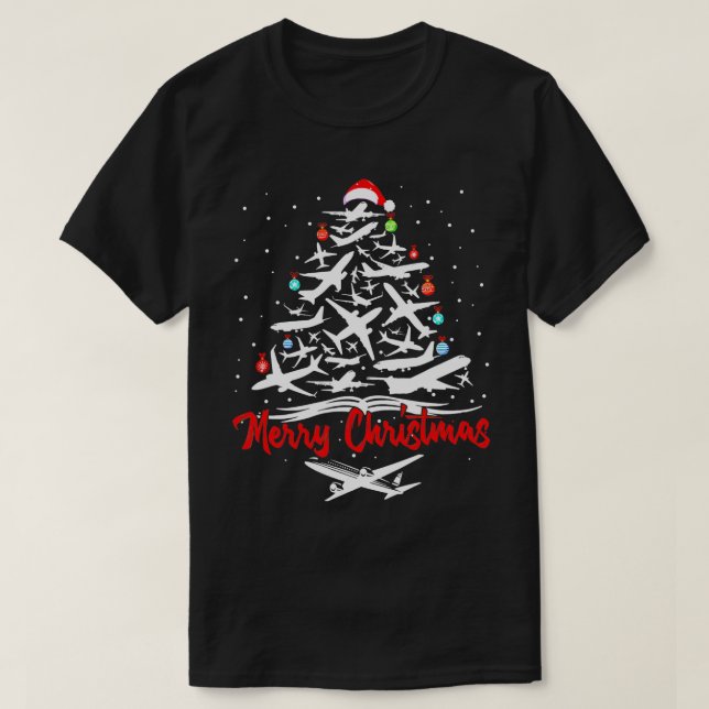 Airplane Christmas Tree tshirts  (Design Front)