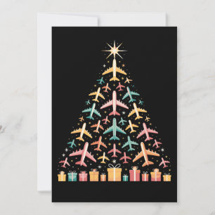 Airplane Christmas Tree Xmas Holiday Aviation Card