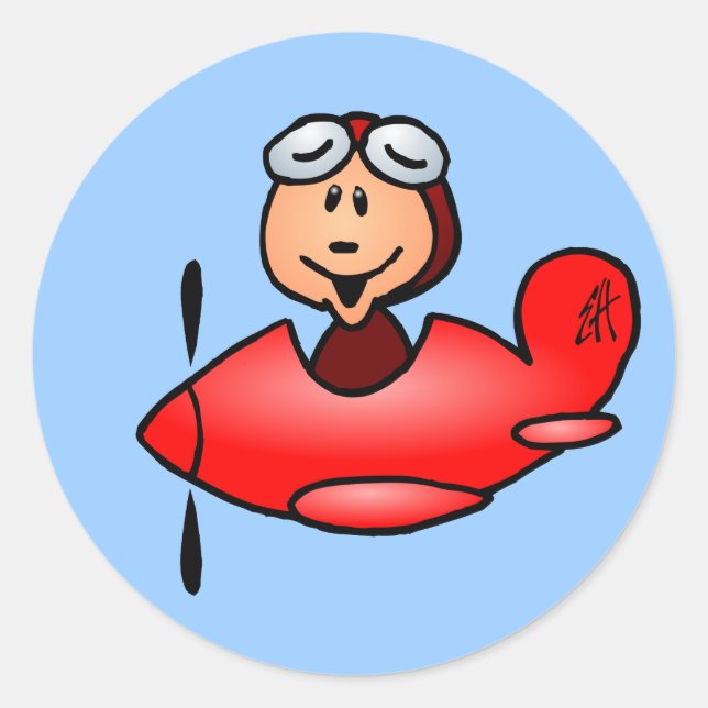 Airplane Classic Round Sticker (Front)