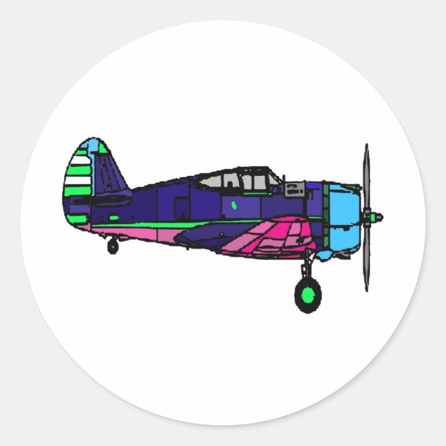 airplane classic round sticker (Front)