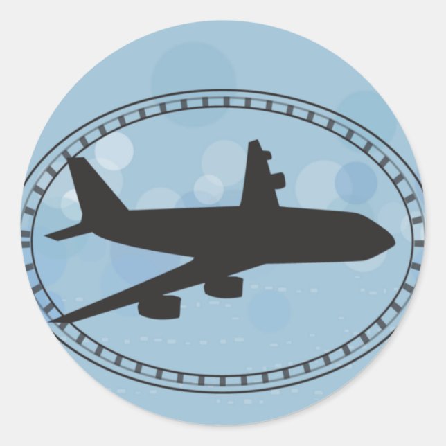 Airplane Classic Round Sticker (Front)