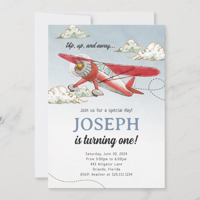 Airplane Classic Vintage Birthday Party Invitation (Front)