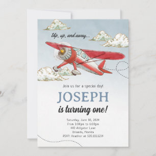 Airplane Classic Vintage Birthday Party Invitation