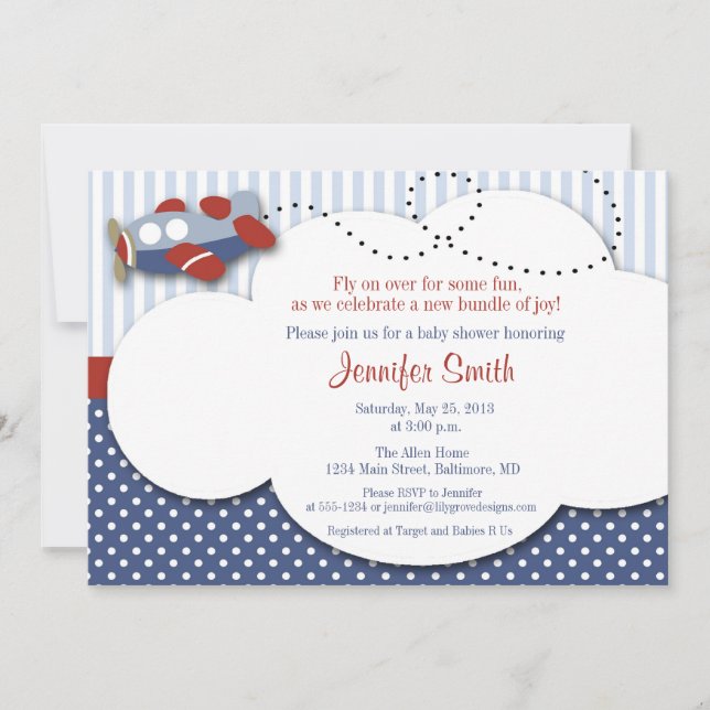 Airplane Cloud 1 Baby Shower Invitation (Front)