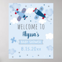 Airplane Clouds Baby Shower Welcome Poster