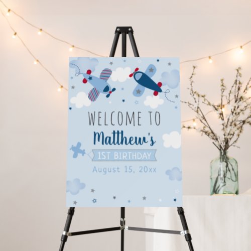 Airplane Clouds Birthday Welcome Foam Board