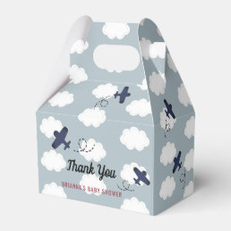 Airplane Clouds Blue Sky Boy Baby Shower Birthday Favor Boxes